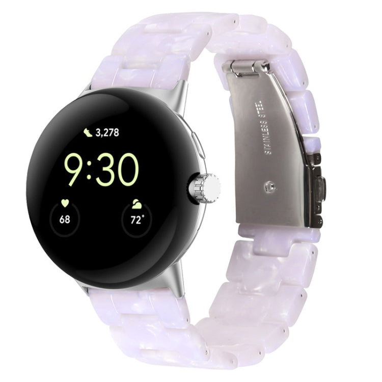 For Google Pixel Watch Three-beads Resin Watch Band(Flash White) by bashfashion