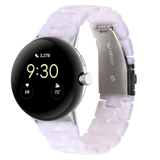 For Google Pixel Watch Three-beads Resin Watch Band(Flash White) by bashfashion