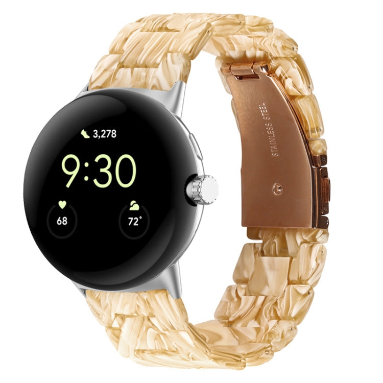 For Google Pixel Watch Three-beads Resin Watch Band(Silk White) by bashfashion