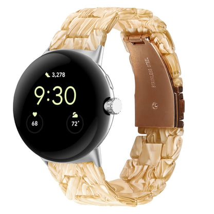 For Google Pixel Watch Three-beads Resin Watch Band(Silk White) by bashfashion