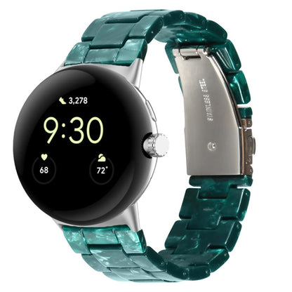 For Google Pixel Watch Three-beads Resin Watch Band(Dumb Green) by bashfashion