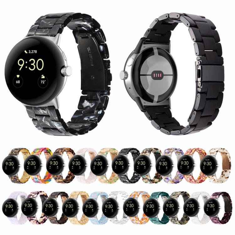 For Google Pixel Watch Three-beads Resin Watch Band(Black) by bashfashion