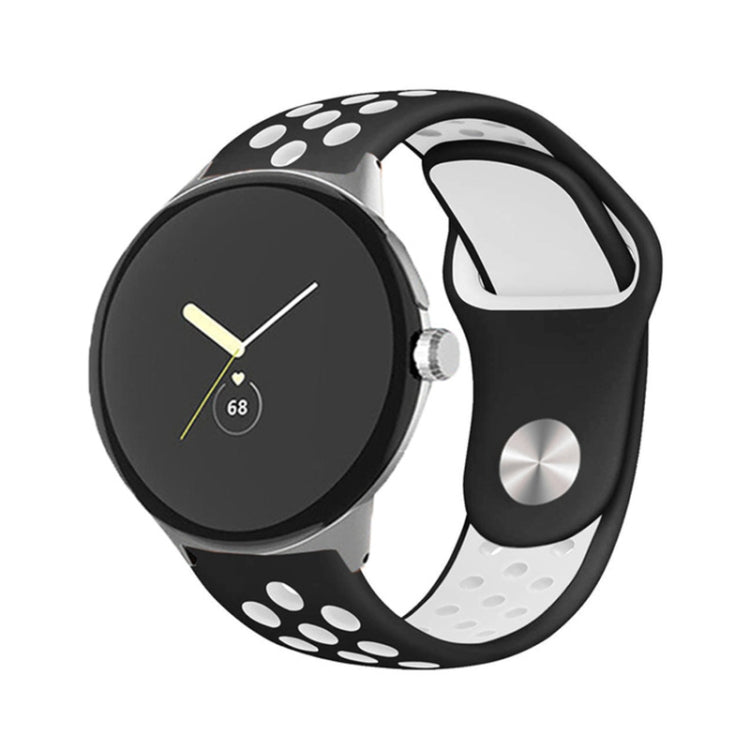 For Google Pixel Watch Two-color Reverse Buckle Silicone Watch Band(Black White) by bashfashion