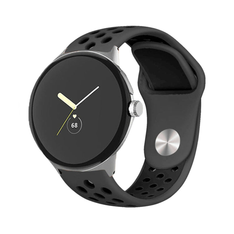 For Google Pixel Watch Two-color Reverse Buckle Silicone Watch Band(Black Black) by bashfashion