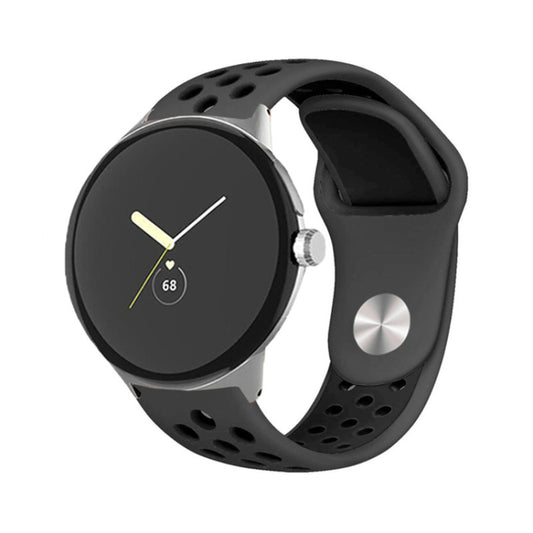 For Google Pixel Watch Two-color Reverse Buckle Silicone Watch Band(Black Black) by bashfashion