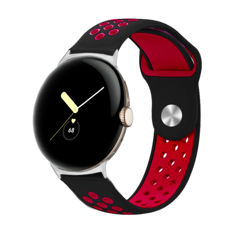 For Google Pixel Watch Two-color Reverse Buckle Silicone Watch Band(Black Red) by bashfashion