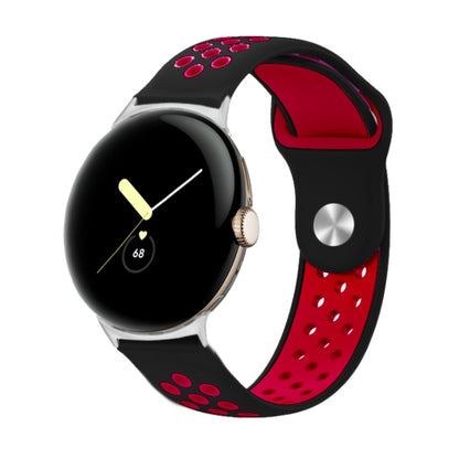 For Google Pixel Watch Two-color Reverse Buckle Silicone Watch Band(Black Red) by bashfashion