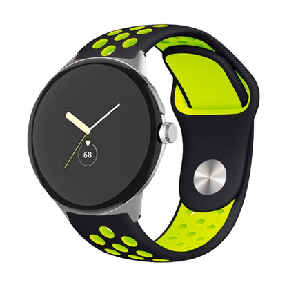 For Google Pixel Watch Two-color Reverse Buckle Silicone Watch Band(Black Yellow) by bashfashion