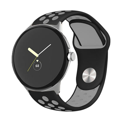 For Google Pixel Watch Two-color Reverse Buckle Silicone Watch Band(Black Grey) by bashfashion