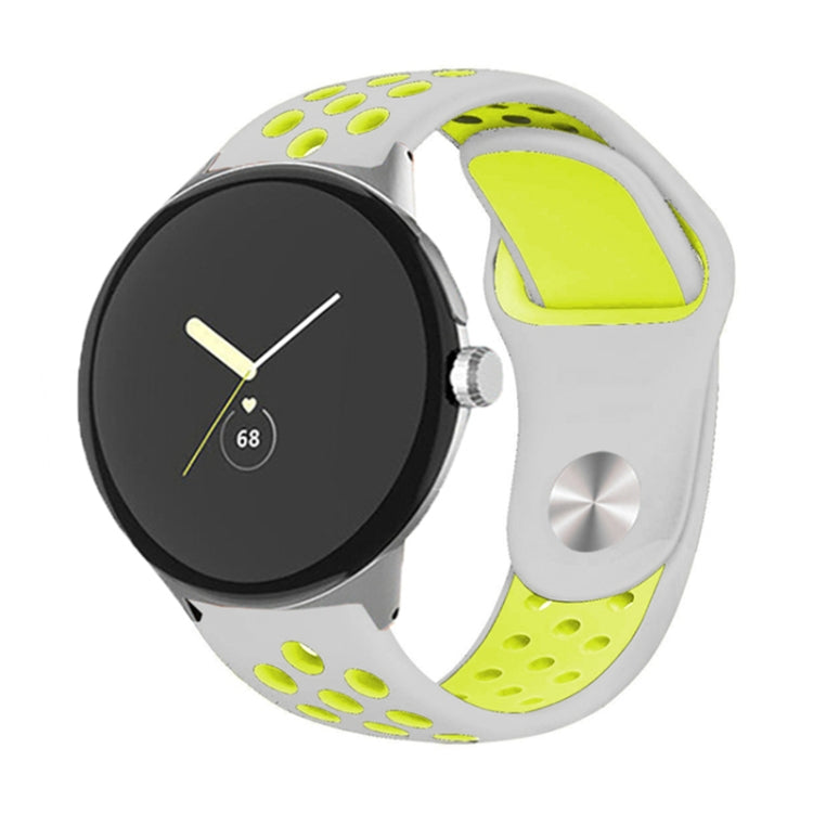 For Google Pixel Watch Two-color Reverse Buckle Silicone Watch Band(Grey Yellow) by bashfashion