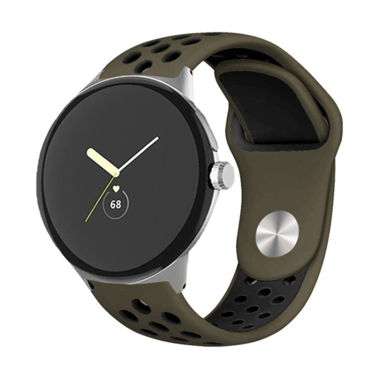 For Google Pixel Watch Two-color Reverse Buckle Silicone Watch Band(Khaki Black) by bashfashion