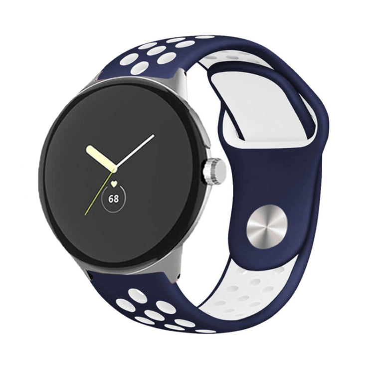 For Google Pixel Watch Two-color Reverse Buckle Silicone Watch Band(Blue White) by bashfashion