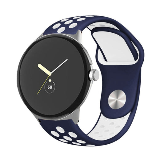 For Google Pixel Watch Two-color Reverse Buckle Silicone Watch Band(Blue White) by bashfashion