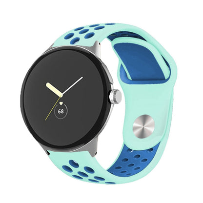 For Google Pixel Watch Two-color Reverse Buckle Silicone Watch Band(Green Blue) by bashfashion