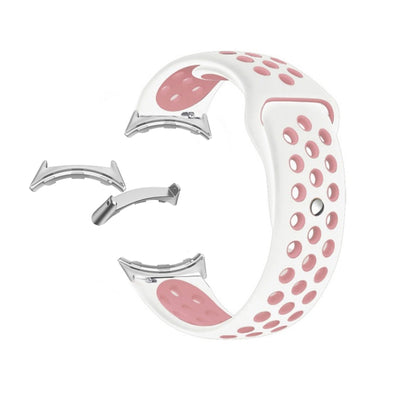 For Google Pixel Watch Two-color Reverse Buckle Silicone Watch Band(Black Pink) by bashfashion