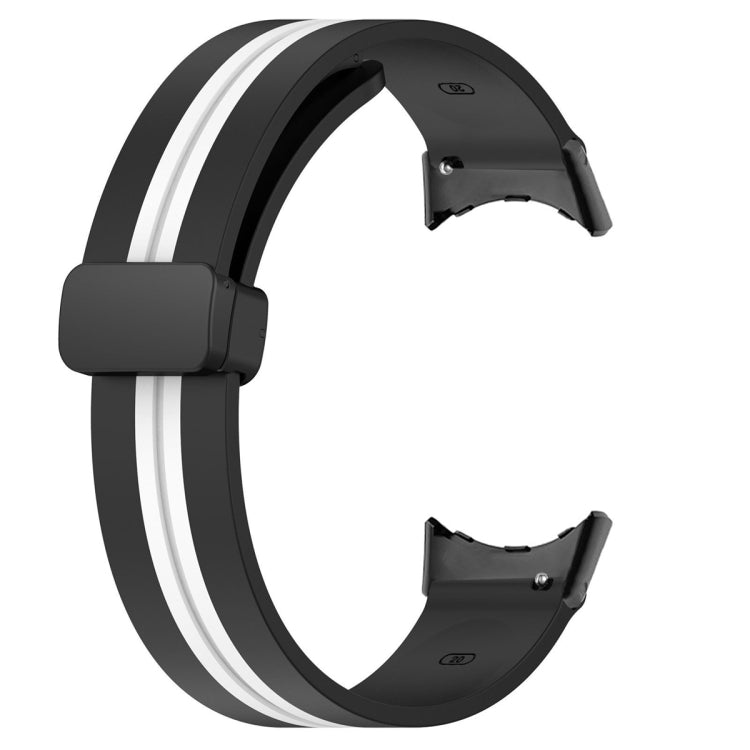 For Google Pixel Watch Two-color Folding Buckle Silicone Watch Band(Black White) by bashfashion