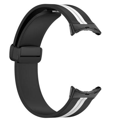 For Google Pixel Watch Two-color Folding Buckle Silicone Watch Band(Black White) by bashfashion