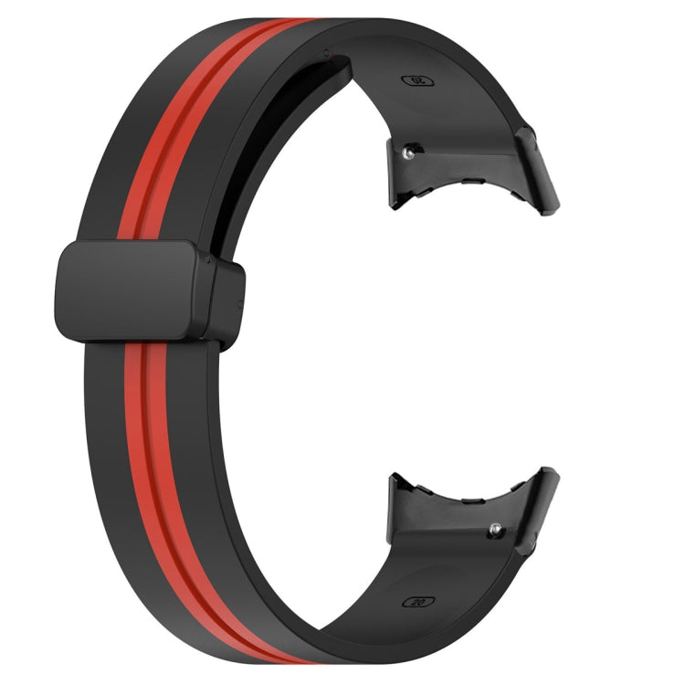 For Google Pixel Watch Two-color Folding Buckle Silicone Watch Band(Black Red) by bashfashion