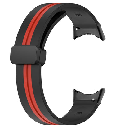 For Google Pixel Watch Two-color Folding Buckle Silicone Watch Band(Black Red) by bashfashion