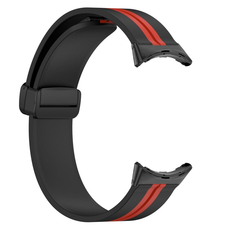 For Google Pixel Watch Two-color Folding Buckle Silicone Watch Band(Black Red) by bashfashion