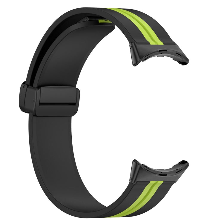 For Google Pixel Watch Two-color Folding Buckle Silicone Watch Band(Black Green) by bashfashion