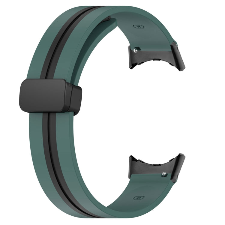 For Google Pixel Watch Two-color Folding Buckle Silicone Watch Band(Army Green Black) by bashfashion