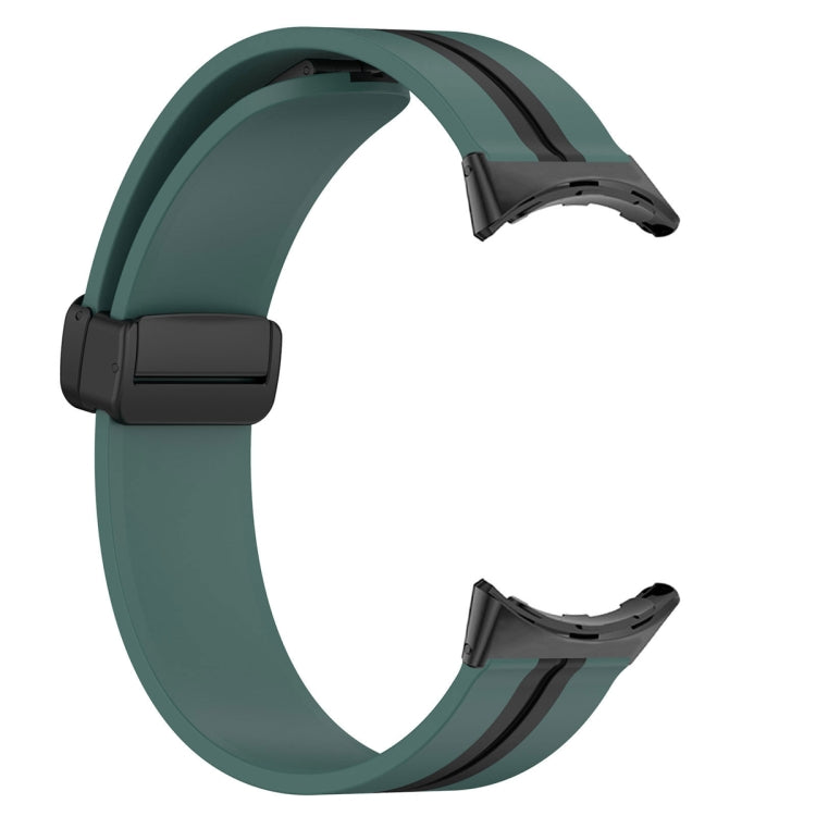 For Google Pixel Watch Two-color Folding Buckle Silicone Watch Band(Army Green Black) by bashfashion
