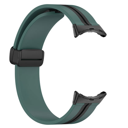 For Google Pixel Watch Two-color Folding Buckle Silicone Watch Band(Army Green Black) by bashfashion