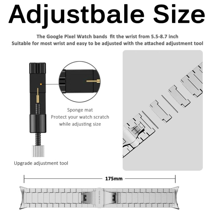 For Google Pixel Watch One Bead Butterfly Buckle Metal Watch Band(Silver) by bashfashion