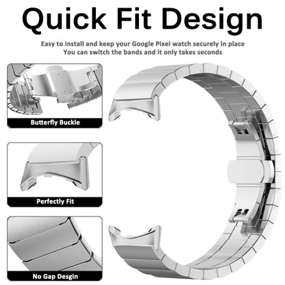 For Google Pixel Watch One Bead Butterfly Buckle Metal Watch Band(Silver) by bashfashion