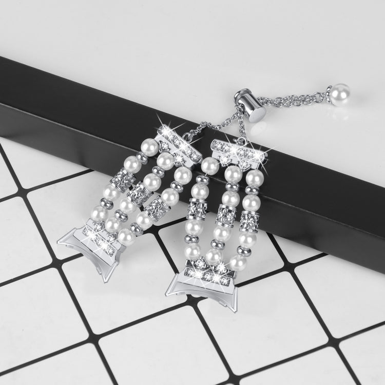 For Google Pixel Watch Pearl Half Bracelet Watch Band(Silver) by bashfashion