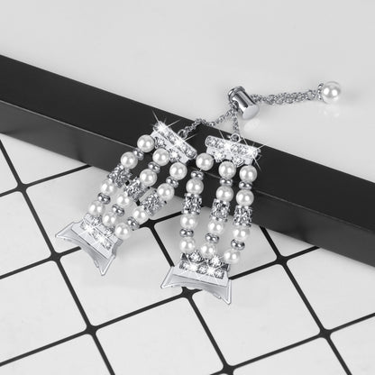 For Google Pixel Watch Pearl Half Bracelet Watch Band(Silver) by bashfashion