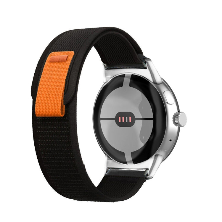 For Google Pixel Watch Loop Silver Connector Nylon Watch Band(Black) by bashfashion