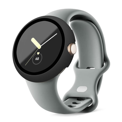 For Google Pixel Watch Frosted PC Frame Tempered Film Integrated Watch Protective Case(Black) by bashfashion