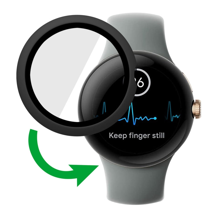 For Google Pixel Watch Frosted PC Frame Tempered Film Integrated Watch Protective Case(Black) by bashfashion