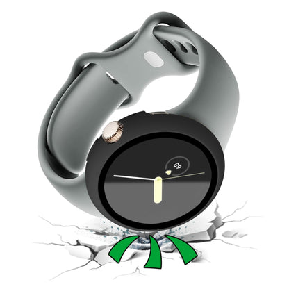 For Google Pixel Watch Frosted PC Frame Tempered Film Integrated Watch Protective Case(Black) by bashfashion