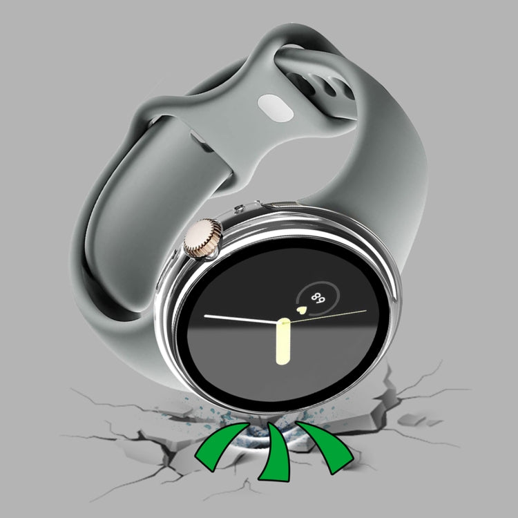 For Google Pixel Watch Frosted PC Frame Tempered Film Integrated Watch Protective Case(Transparent) by bashfashion