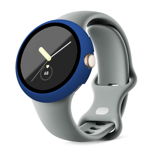 For Google Pixel Watch Frosted PC Frame Tempered Film Integrated Watch Protective Case(Midnight Blue) by bashfashion
