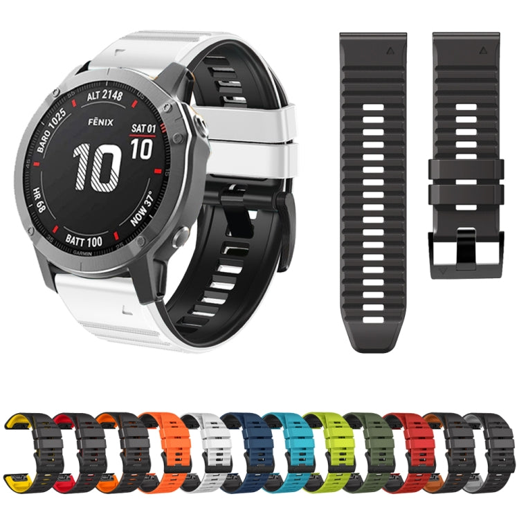 For Garmin Fenix 7 / 6 / 5 22mm Two-Color Silicone Watch Band(White Black) by bashfashion
