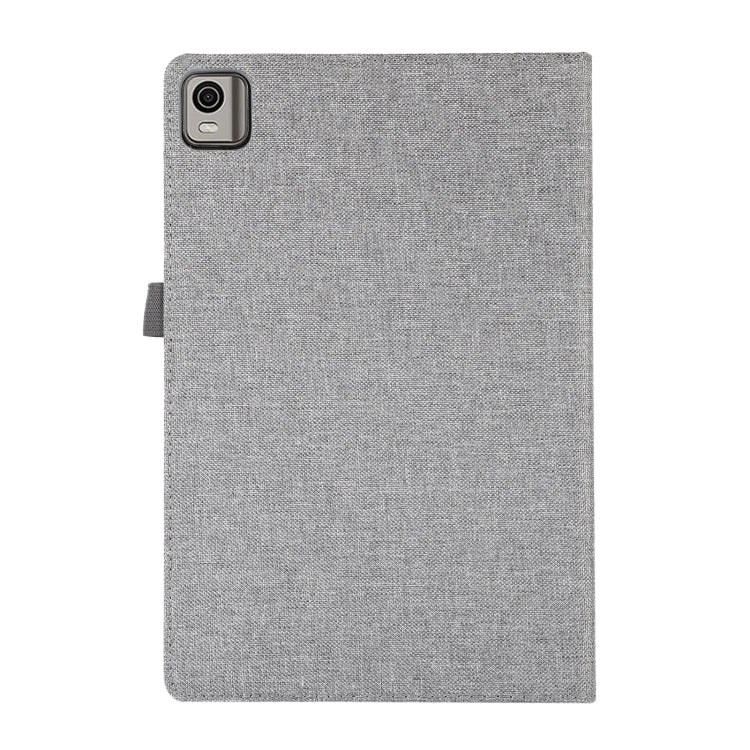 For Nokia T21 Fabric Leather Tablet Case with Wake-up / Sleep Function(Grey) by bashfashion