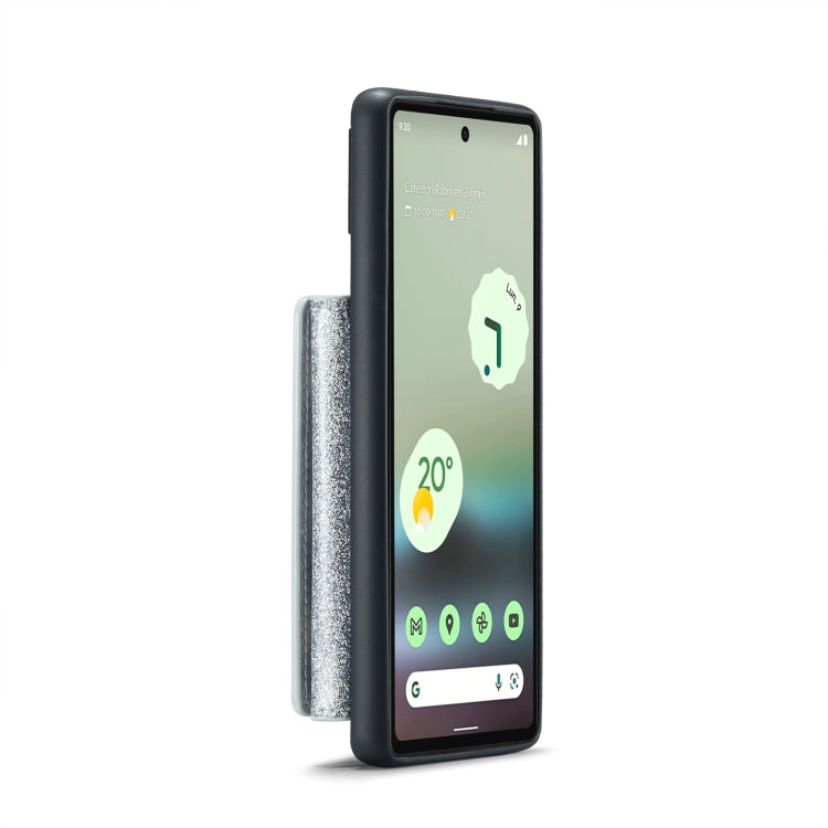 For Google Pixel 6a DG.MING M3 Series Glitter Powder Card Bag Leather Case(Silver) by DG.MING