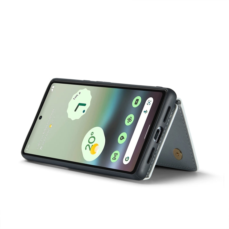 For Google Pixel 6a DG.MING M3 Series Glitter Powder Card Bag Leather Case(Silver) by DG.MING