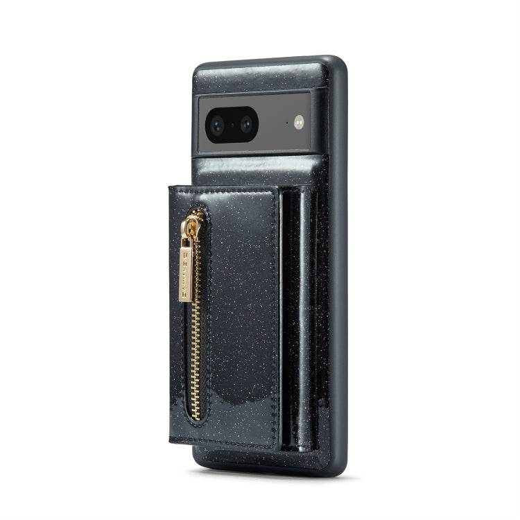 For Google Pixel 7 DG.MING M3 Series Glitter Powder Card Bag Leather Case(Black) by DG.MING