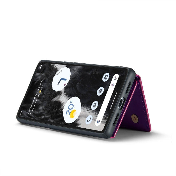 For Google Pixel 7 DG.MING M3 Series Glitter Powder Card Bag Leather Case(Dark Purple) by DG.MING