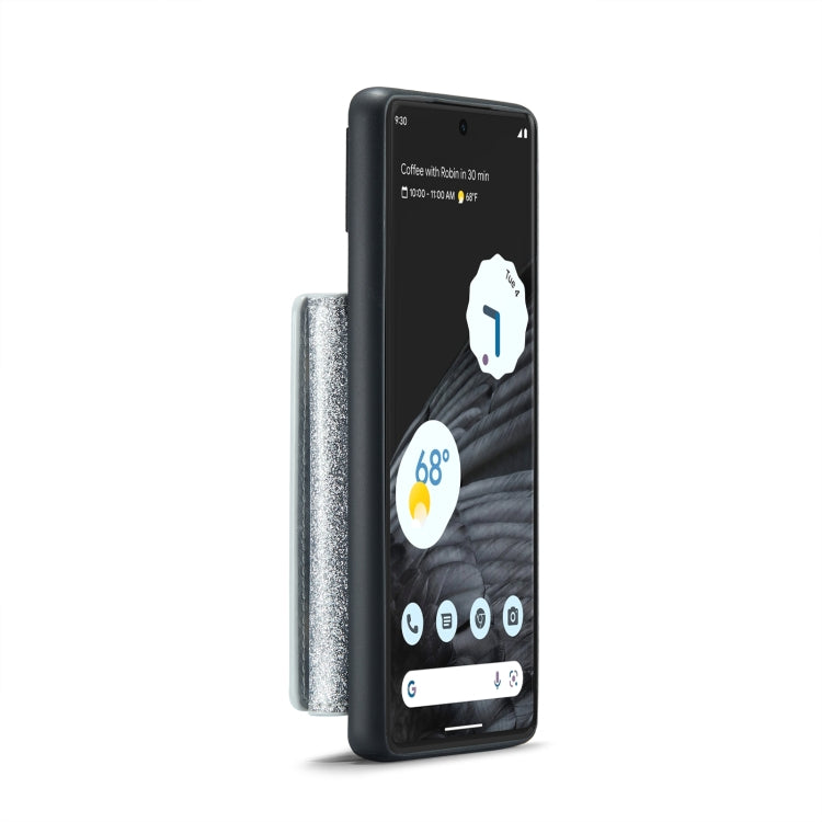 For Google Pixel 7 Pro DG.MING M3 Series Glitter Powder Card Bag Leather Case(Silver) by DG.MING