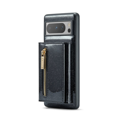 For Google Pixel 8 Pro DG.MING M3 Series Glitter Powder Card Bag Leather Case(Black) by DG.MING