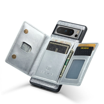 For Google Pixel 8 Pro DG.MING M3 Series Glitter Powder Card Bag Leather Case(Silver) by DG.MING