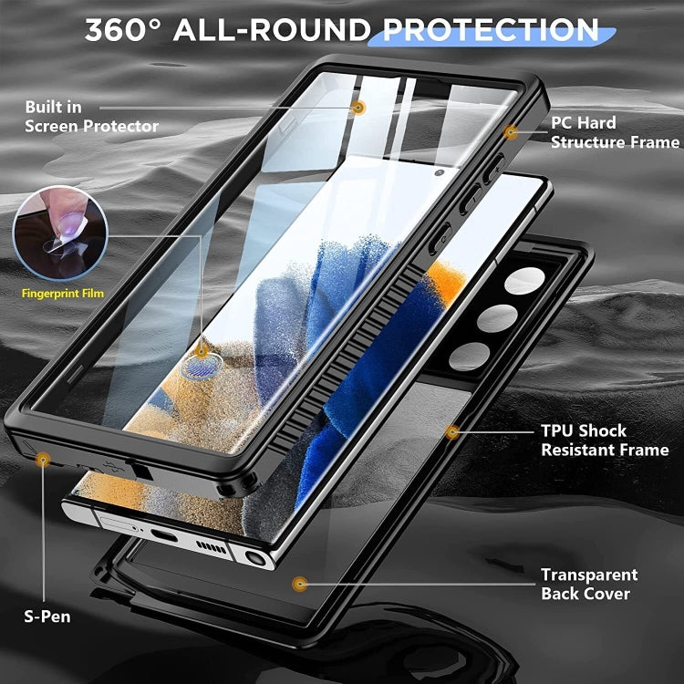 For Samsung Galaxy S23 Ultra 5G RedPepper 360 Full Body Life Waterproof Phone Case(Black) by RedPepper