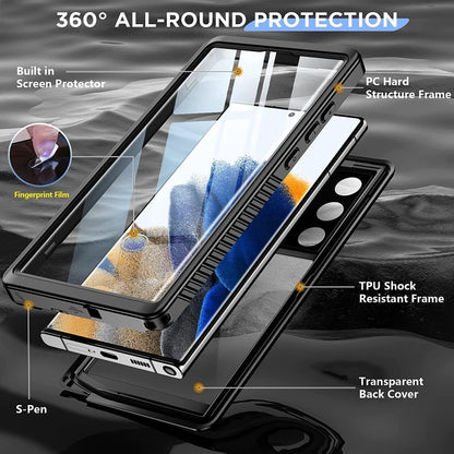 For Samsung Galaxy S23 Ultra 5G RedPepper 360 Full Body Life Waterproof Phone Case(Black) by RedPepper