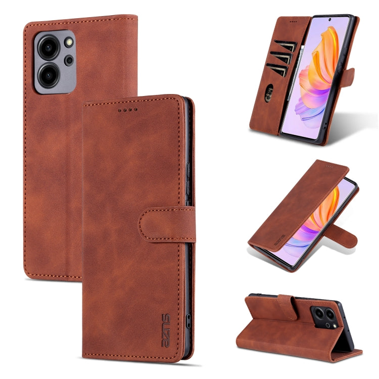 For Honor 80 SE AZNS Skin Feel Calf Texture Flip Leather Phone Case(Brown) by AZNS